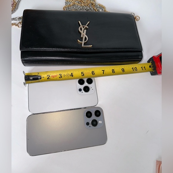 π― YSL Saint Laurent Large Black Leather Clutch on Chain w/ auth cert - Picture 12 of 14